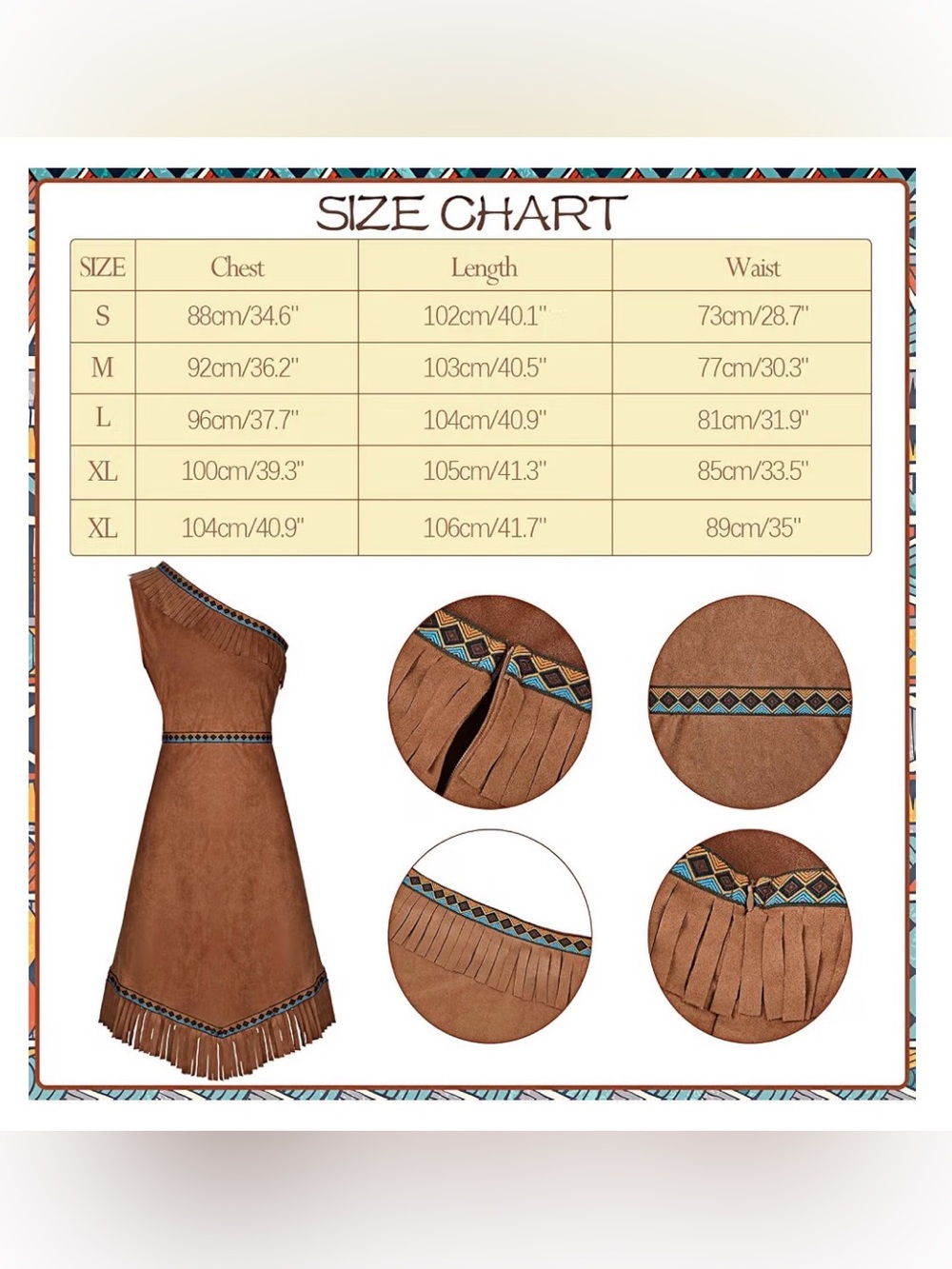 4 Pcs Native American Costume Set for Women Maiden Princess Costume Size Large - Picture 2 of 7
